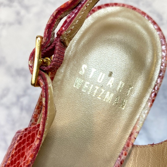 Stuart Weitzman Snakeskin Cork Wedges 6 - Picture 10 of 11
